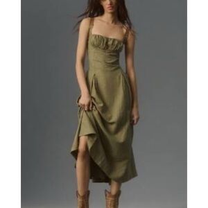 Anthropologie Olive Green High Low Dress